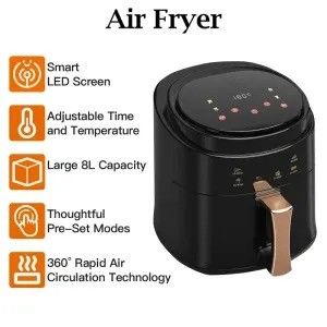 8L 1400W Smart Touch Screen Custom Oil Free Electric Deep Fryer Горячая воздушная фрайер Подходит